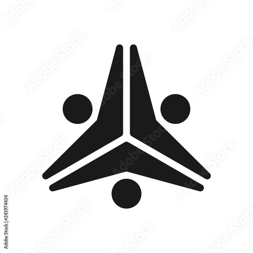three person symbol. and windmill icon. vector logo.