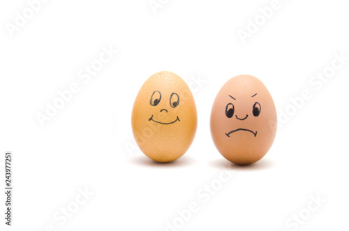 Eggs with painted emotions, psychology of the senses satisfied and the evil throw out 