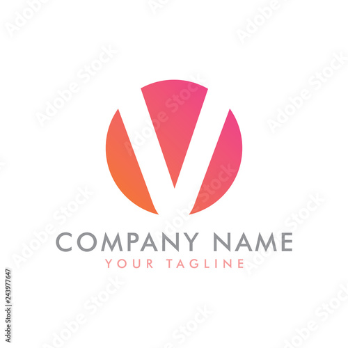 Letter V Modern Circle Shape Logo Design