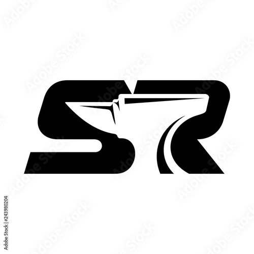 Blacksmith Vector logo. Anvil symbol. letter S and R. photo