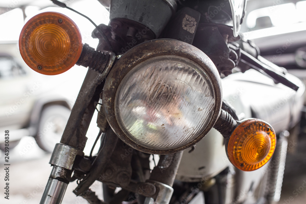 Fototapeta premium The headlights of old motorcycles