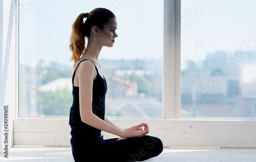 woman is meditating yoga