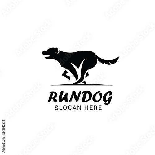Running dog logo template isolated on white background