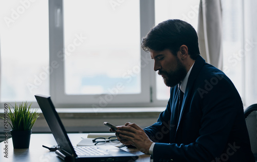 businessman working on laptop in office