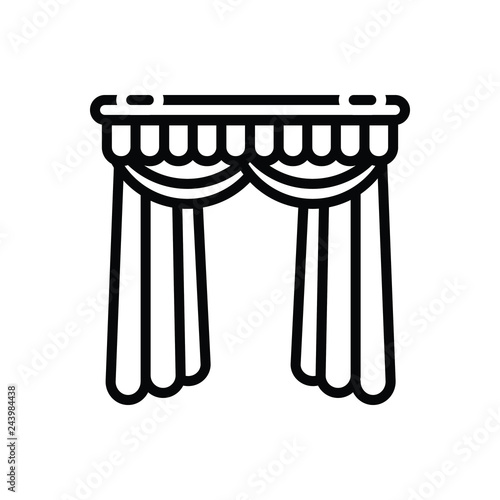 Black line icon for curtains 