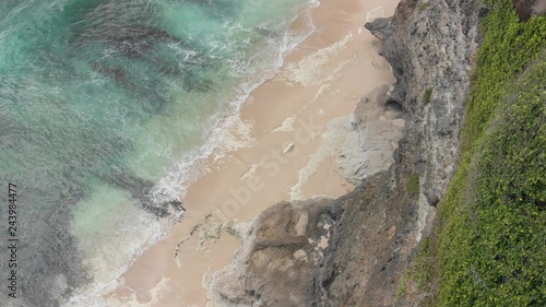 4K Aerial view of dreamland beach, Bali island.