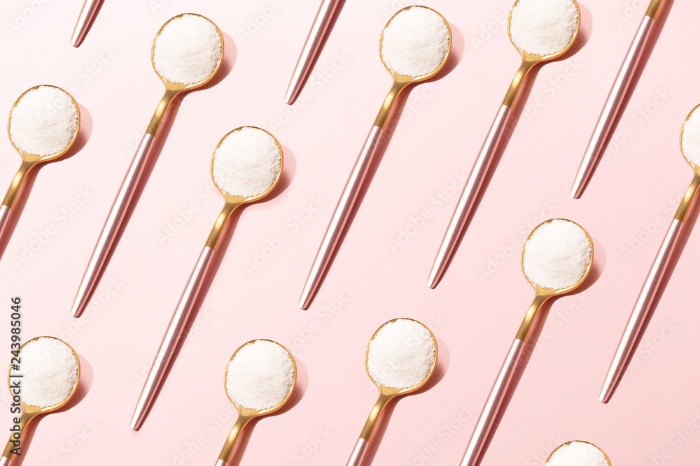 Spoon with collagen or protein powder Spoon with collagen or protein powder