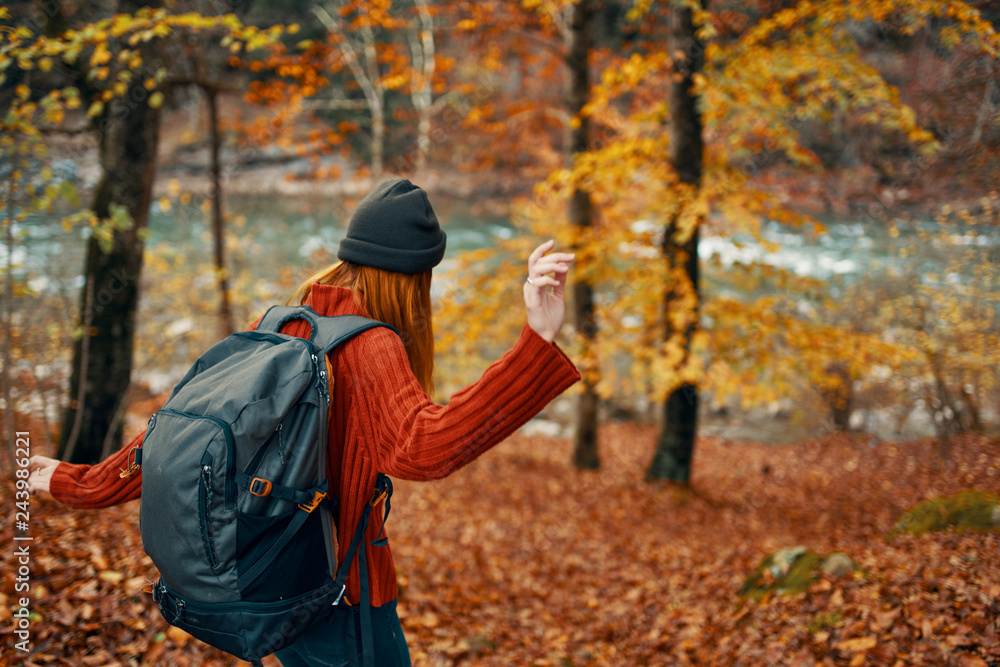 woman autumn nature forest