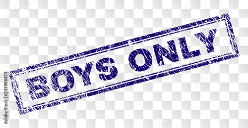 BOYS ONLY stamp seal watermark with rubber print style and double framed rectangle shape. Stamp is placed on a transparent background.