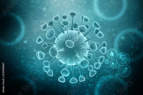 3d rendering Virus bacteria cells background © deepagopi2011