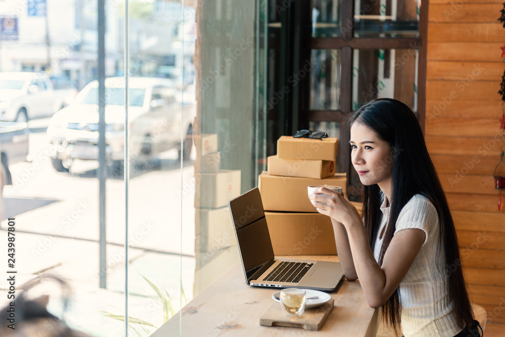 Portrait Beautiful young Asian woman hands holding coffee mug Portrait Beautiful young Asian woman hands holding coffee mug