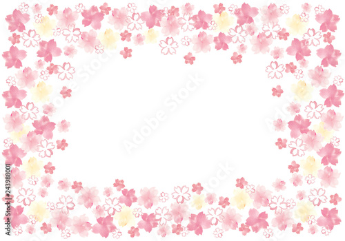 桜　フレーム　水彩　手描き（2）