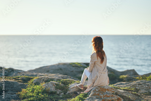 woman resting looking at the sea