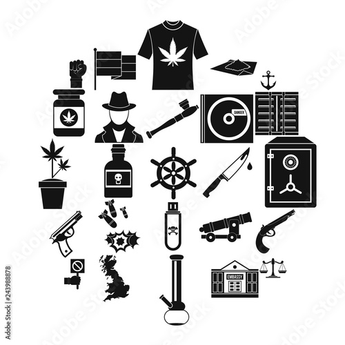 Crime investigation icons set. Simple set of 25 crime investigation vector icons for web isolated on white background