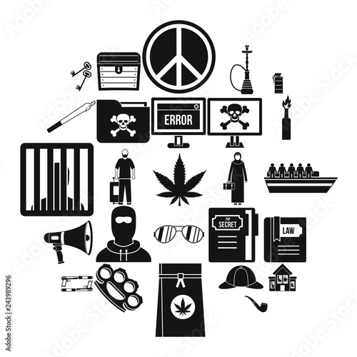 Wrongdoing icons set. Simple set of 25 wrongdoing vector icons for web isolated on white background