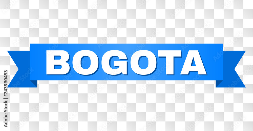 BOGOTA text on a ribbon. Designed with white caption and blue stripe ...