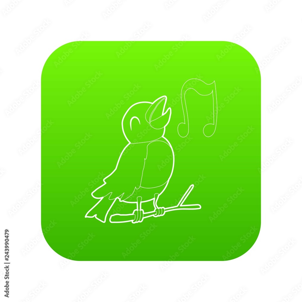 Bird singing icon green vector isolated on white background Bird singing icon green vector isolated on white background