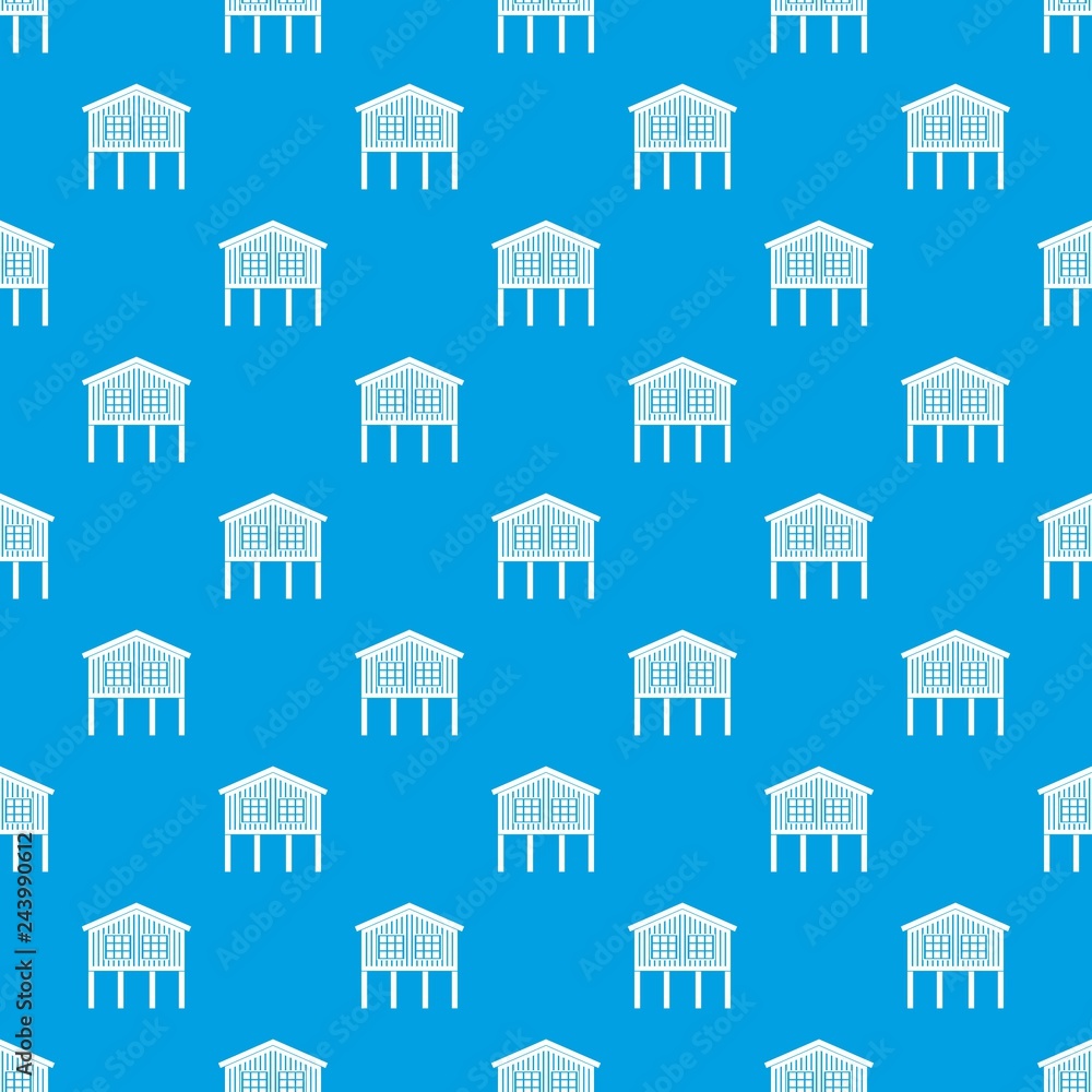 Stilt house pattern vector seamless blue repeat for any use Stilt house pattern vector seamless blue repeat for any use
