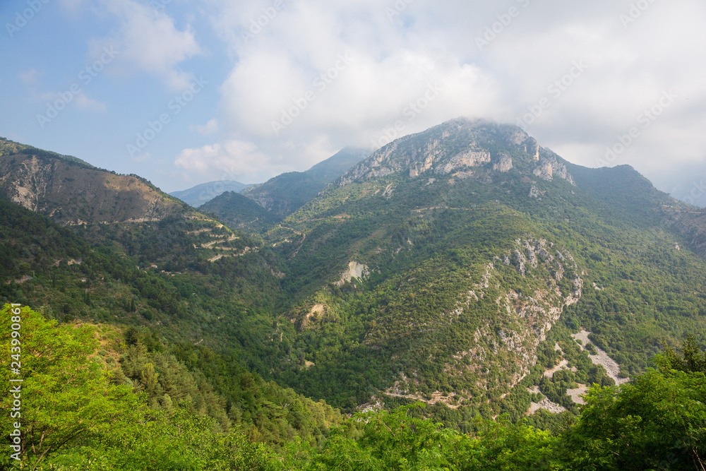 Stunning landscape of south eastern France as seen from the Alpes Maritime village of Sainte Agnes