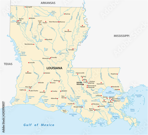 Vector Map of the U.S. state of Louisiana