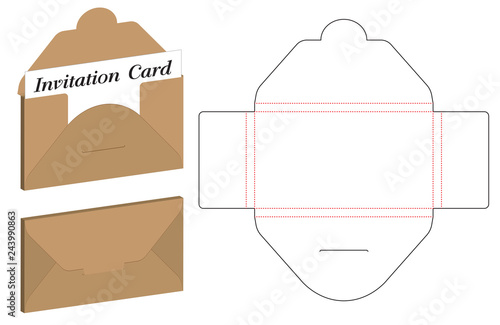 Envelope die cut mock up template Vector illustration.