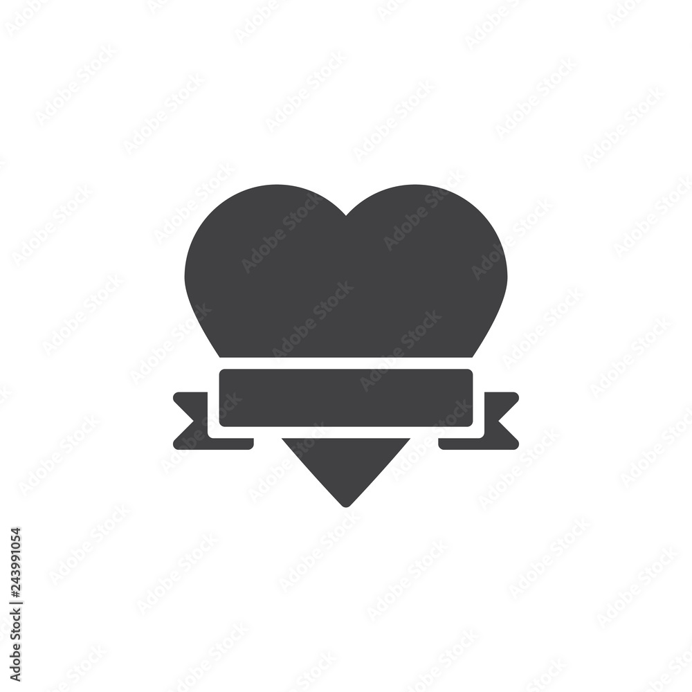 Heart and ribbon vector icon. filled flat sign for mobile concept and web design. Love heart simple solid icon. Valentines Day symbol, logo illustration. Pixel perfect vector graphics Heart and ribbon vector icon. filled flat sign for mobile concept and web design. Love heart simple solid icon. Valentines Day symbol, logo illustration. Pixel perfect vector graphics