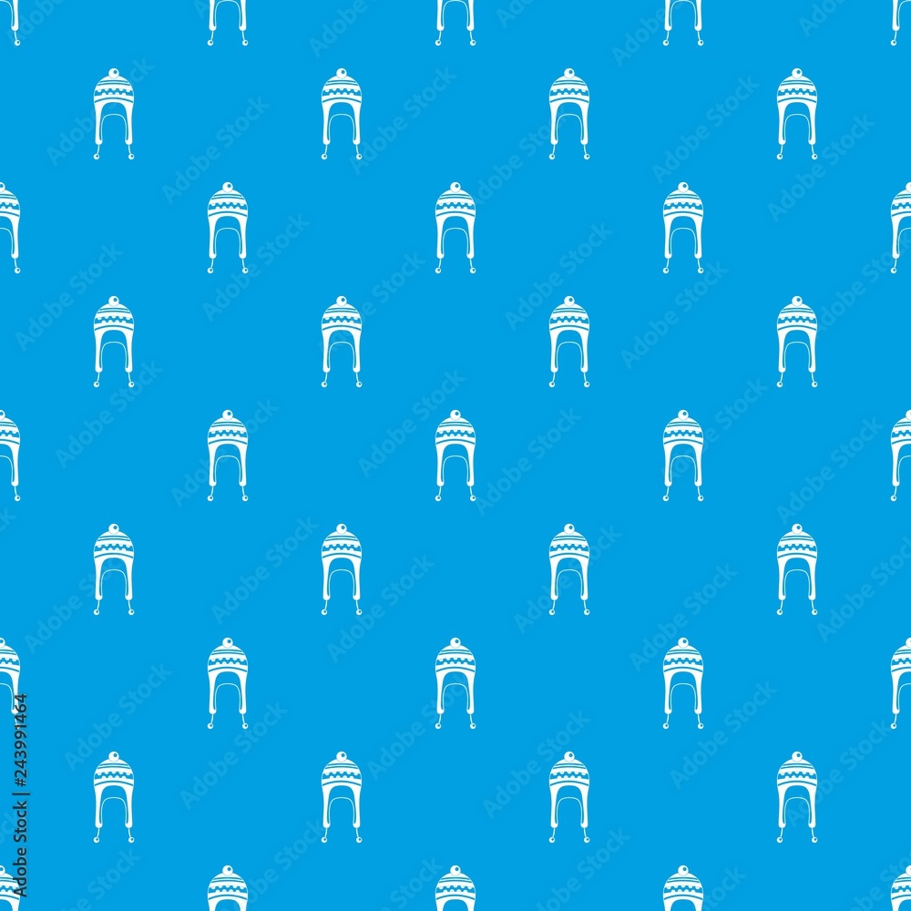 Winter hat pattern vector seamless blue repeat for any use Winter hat pattern vector seamless blue repeat for any use
