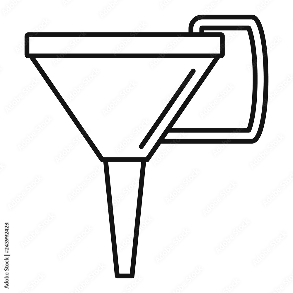 Gasoline funnel icon. Outline gasoline funnel vector icon for web design isolated on white background Gasoline funnel icon. Outline gasoline funnel vector icon for web design isolated on white background