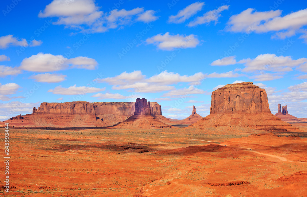 Panorama with famous Buttes of Monument Valley from Arizona, USA.