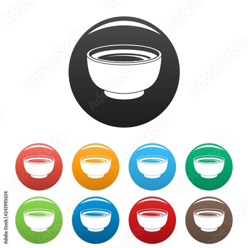 Spinach soup icons set 9 color vector isolated on white for any design