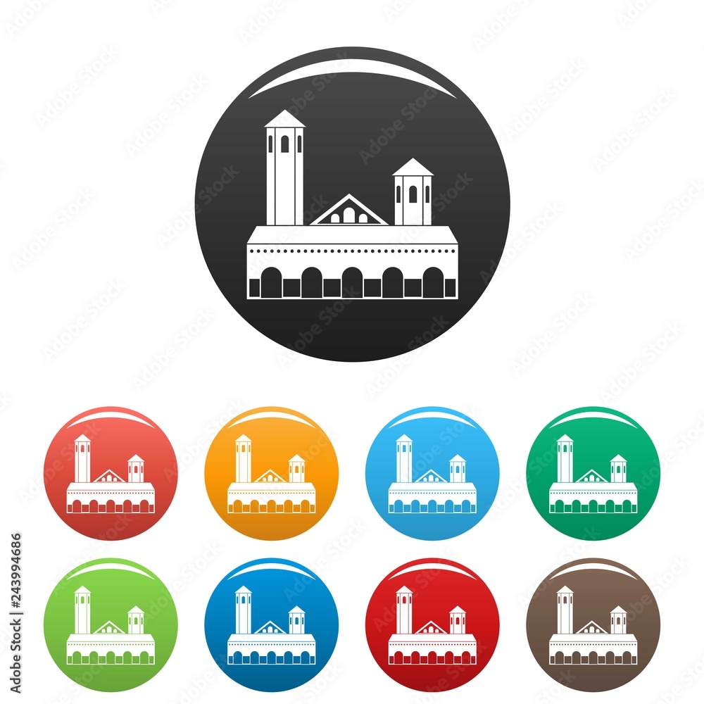 Lighthouse icons set 9 color vector isolated on white for any design