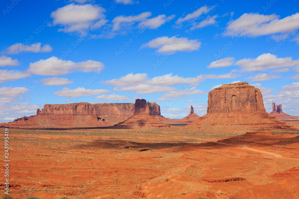 Panorama with famous Buttes of Monument Valley from Arizona, USA.