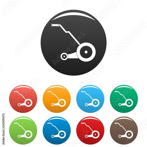 Electric grass cutter icons set 9 color vector isolated on white for any design