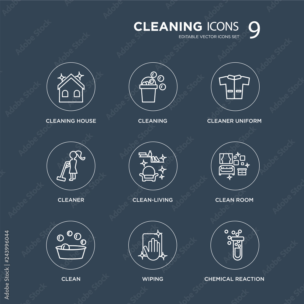9 Cleaning House, Cleaning, Clean, Clean Room, clean-living, Cleaner Uniform, Cleaner, Wiping modern icons on black background, vector illustration, eps10, trendy icon set. 9 Cleaning House, Cleaning, Clean, Clean Room, clean-living, Cleaner Uniform, Cleaner, Wiping modern icons on black background, vector illustration, eps10, trendy icon set.