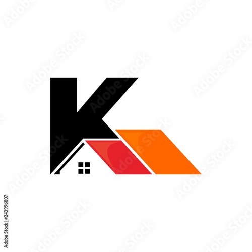 letter K home roof vector logo.