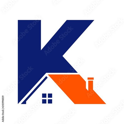 letter K home roof vector logo.