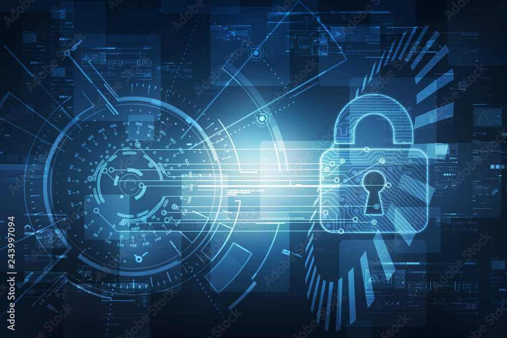 2d illustration Safety concept: Closed Padlock on digital background 2d illustration Safety concept: Closed Padlock on digital background