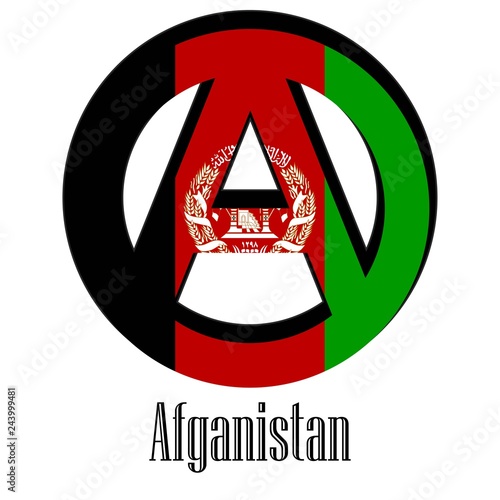 Flag of Afghanistan of the world in the form of a sign of anarchy