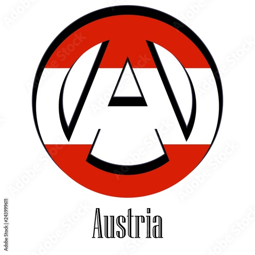 Flag of Austria of the world in the form of a sign of anarchy