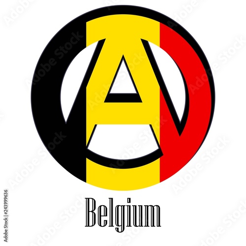 Flag of Belgium of the world in the form of a sign of anarchy