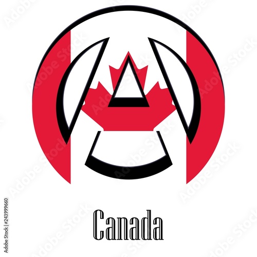 Flag of Canada of the world in the form of a sign of anarchy