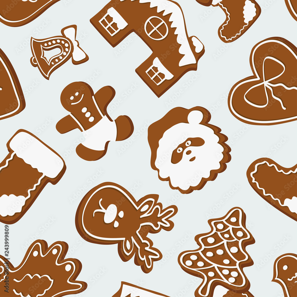 Vector set of gingerbread cookies pattern. Vector illustration, EPS 10 Vector set of gingerbread cookies pattern. Vector illustration, EPS 10
