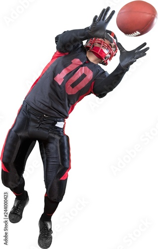 Football Player Catching the Ball - Isolated