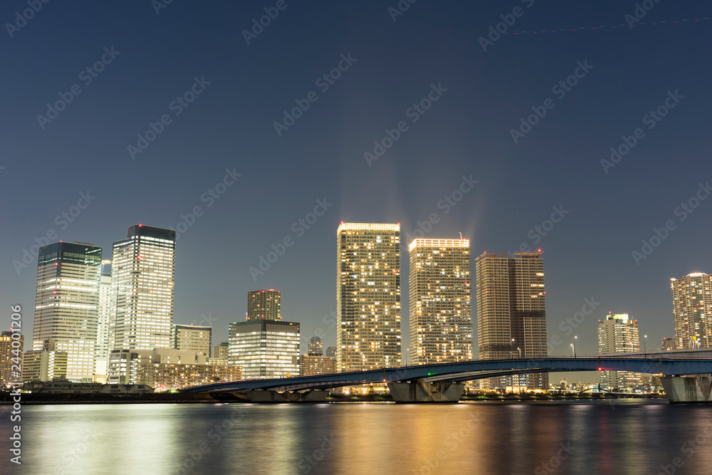 Naklejka premium 東京ベイエリアの夜の風景