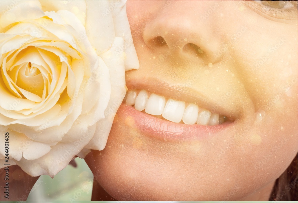 Beautiful wide smile of young fresh woman with great healthy Beautiful wide smile of young fresh woman with great healthy