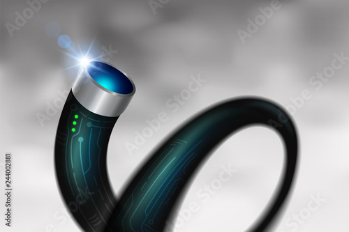 Optical fiber cable digital white Background for communication future technology and network connecting conceptual. Vector realistic file.