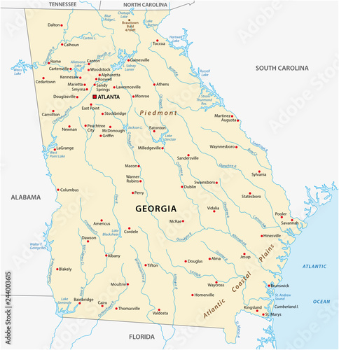 Vector Map of the U.S. state of Georgia