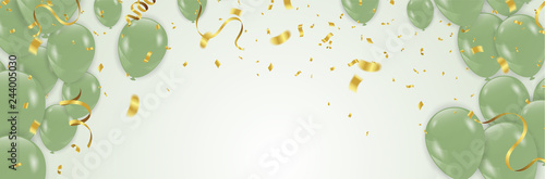 Green balloons with  Decorative element for party invitation design. Vector illustration
