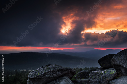 Stromy sunset over Szrenica/Karkonosze Mountains/Poland