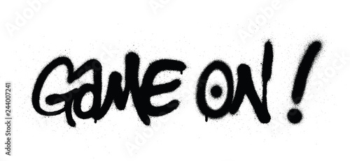 graffiti game on text sprayed in black over white